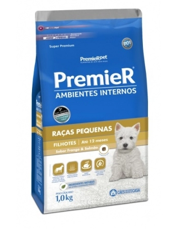 Ração PremieR Ambientes Internos para Cães Filhotes de Raças Pequenas Frango e Salmão 1Kg