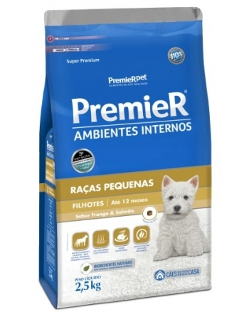 Ração PremieR Ambientes Internos para Cães Filhotes de Raças Pequenas Frango e Salmão 2,5Kg