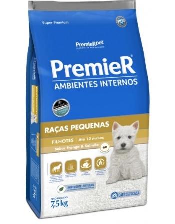 Ração PremieR Ambientes Internos para Cães Filhotes de Raças Pequenas Frango e Salmão 7,5Kg