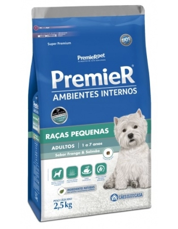 Ração PremieR Ambientes Internos para Cães Adultos Frango e Salmão 2,5Kg