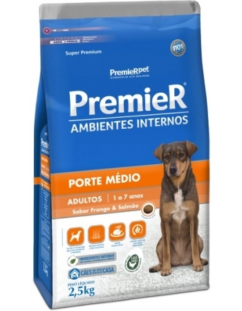 Ração PremieR Ambientes Internos para Cães Adultos de Médio Porte Frango e Salmão 2,5Kg