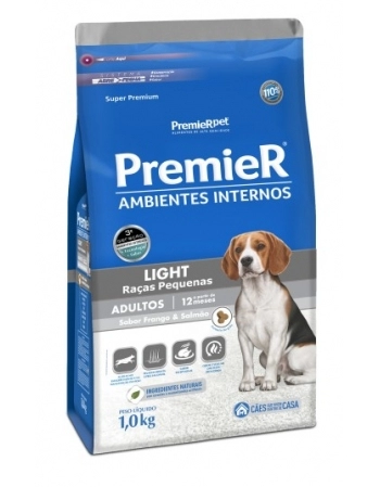 Ração PremieR Ambientes Internos Light para Cães Adultos Frango e Salmão 1Kg