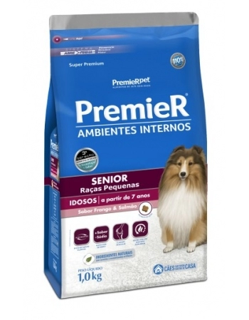 Ração PremieR Ambientes Internos para Cães Adultos Senior Frango e Salmão 1Kg