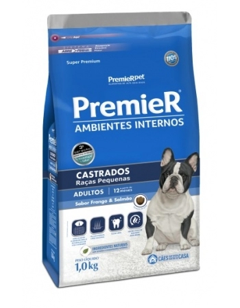 Ração PremieR Ambientes Internos para Cães Adultos Castrados Frango e Salmão 1Kg