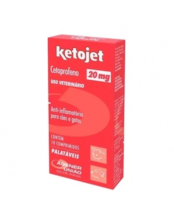 Anti-inflamatório Agener União Ketojet 20mg para Cães e Gatos 10 Comprimidos