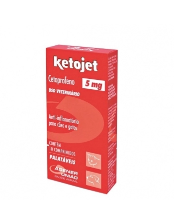 Anti-inflamatório Agener União Ketojet 5mg para Cães e Gatos 10 Comprimidos