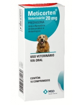 Anti-Inflamatório MSD Meticorten Veterinário 10 Comprimidos 20mg