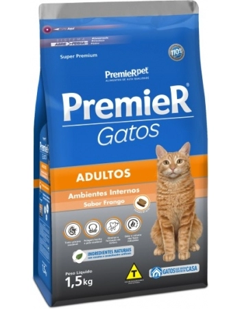 Ração PremieR Ambientes Internos para Gatos Adultos Frango 1,5Kg