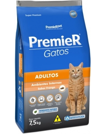 Ração PremieR Ambientes Internos para Gatos Adultos Frango 7,5 Kg