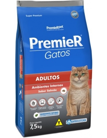 Ração PremieR Ambientes Internos para Gatos Adultos Salmão 7,5Kg