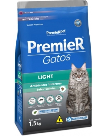 Ração PremieR Ambientes Internos Light para Gatos Adultos Salmão 1,5Kg