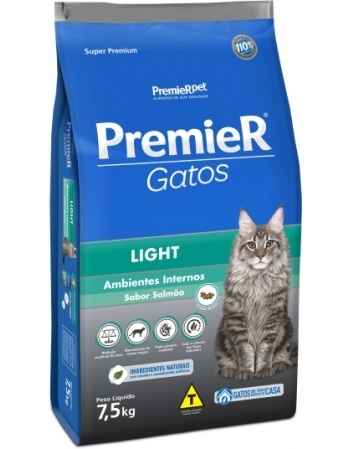 Ração PremieR Ambientes Internos Light para Gatos Adultos Salmão 7,5Kg