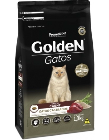 Ração Golden para Gatos Adultos Castrados Carne 1Kg