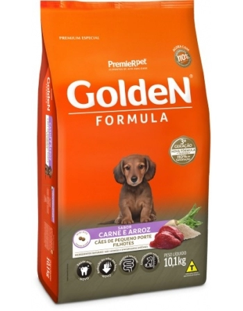 Ração Golden Fórmula Mini Bits Para Cães Filhotes Raças Pequenas Carne e Arroz 10,1Kg