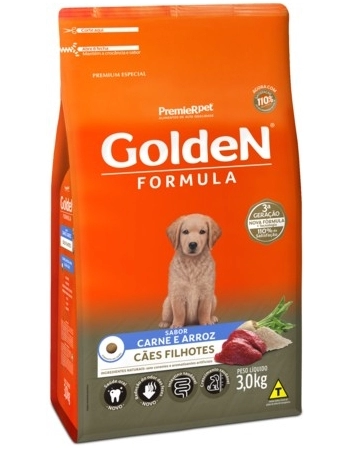 Ração Golden Fórmula para Cães Filhotes Carne e Arroz 3kg