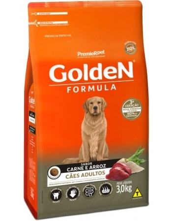 Ração Golden Fórmula para Cães Adultos Carne e Arroz 3Kg