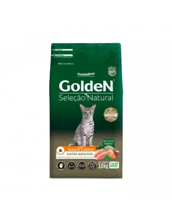 Ração Golden Seleção Natural para Gatos Adultos Frango 3Kg