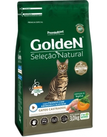 Ração Golden para Gatos Adultos Castrados Seleção Natural Abóbora 3Kg