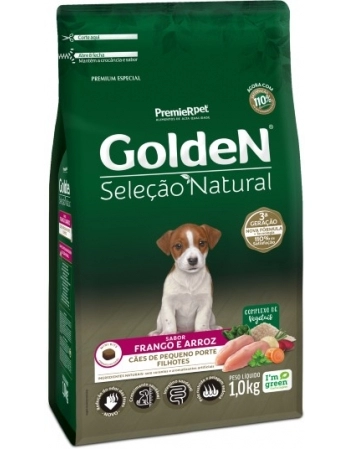 Ração Golden Seleção Natural Mini Bits para Cães Filhotes de Raças Pequenas Frango 1Kg