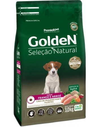 Ração Golden Seleção Natural Mini Bits para Cães Filhotes de Raças Pequenas Frango 3Kg