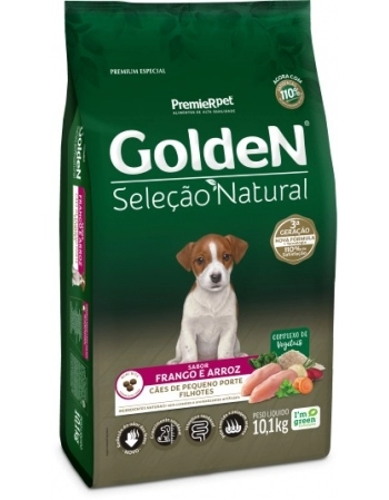 Ração Golden Seleção Natural Mini Bits para Cães Filhotes de Raças Pequenas Frango 10,1Kg