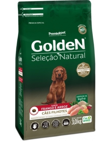 Ração Golden Seleção Natural para Cães Filhotes Frango 3Kg