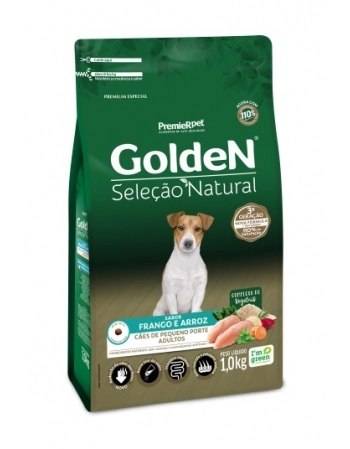 Ração Golden Seleção Natural Mini Bits para Cães Adultos de Raças Pequenas Frango e Arroz 1Kg