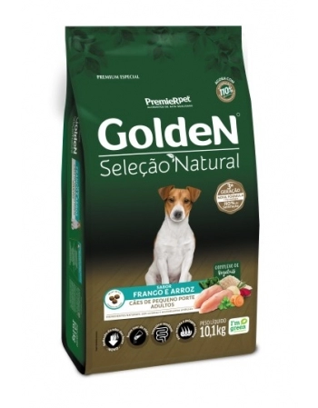 Ração Golden Seleção Natural Mini Bits para Cães Adultos de Raças Pequenas Frango e Arroz 10,1Kg