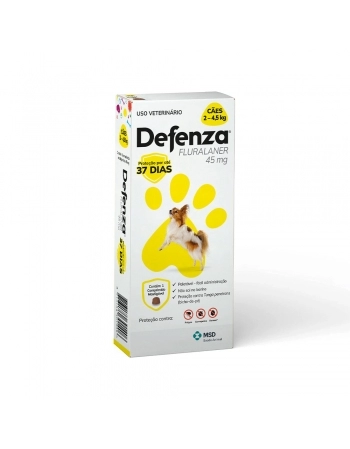 Antipulgas e Carrapatos Defenza MSD para Cães 2 a 4,5 Kg - 45mg