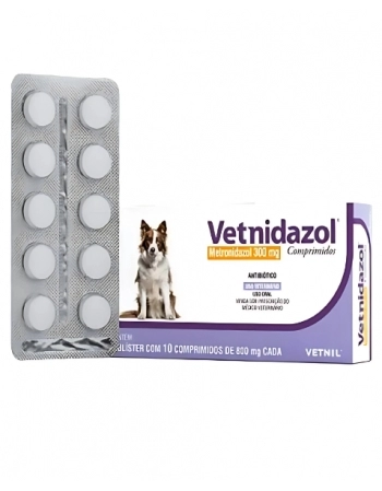 Antimicrobiano Vetnidazol Vetnil 300mg - 10 comprimidos