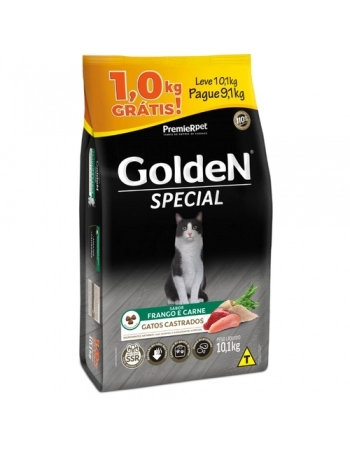 Ração Golden Special para Gatos Castrados 10,1kg Pague 9,1kg