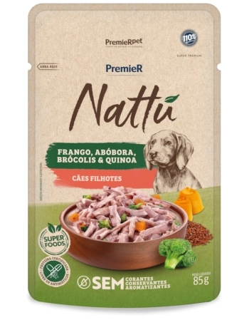 Ração Úmida PremieR Nattu Gourmet para Cães Filhotes Frango e Abóbora 85g (20 Unidades)