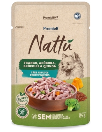 Ração Úmida PremieR Nattu Gourmet para Cães Adultos de Pequeno Porte Frango e Abóbora 85g (20 Unidades)