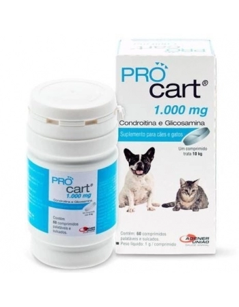 Suplemento Agener União Regenerador Articular Pro Cart 10 Kg para Cães e Gatos 60 Comprimidos