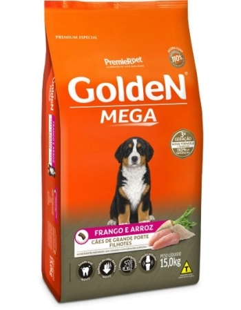 Ração Golden Mega para Cães Filhotes Raças Grandes Frango e Arroz 15kg