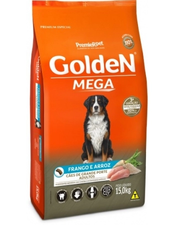 Ração Golden Mega para Cães Adultos de Raças Grandes Frango e Arroz 15kg