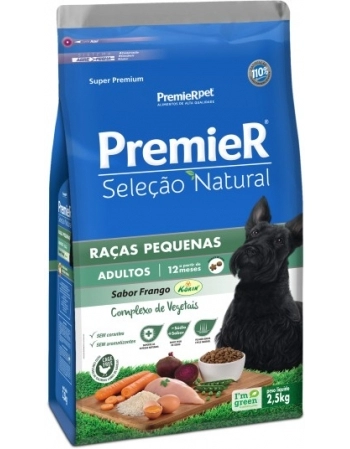 Ração PremieR Seleção Natural Raças Pequenas para Cães Adultos Frango 2,5Kg