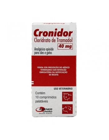 Analgésico Agener União Cronidor 40mg para Cães e Gatos 10 Comprimidos