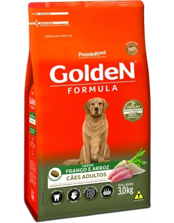 Ração Golden Fórmula para Cães Adultos Frango e Arroz 3Kg