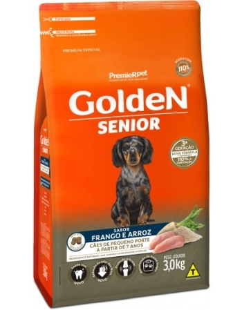 Ração Golden Fórmula Mini Bits Senior para Cães Adultos de Pequeno Porte Frango e Arroz 3Kg