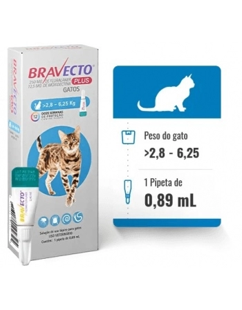 Antipulgas MSD Bravecto Transdermal Plus para Gatos de 2,8 a 6,25 Kg