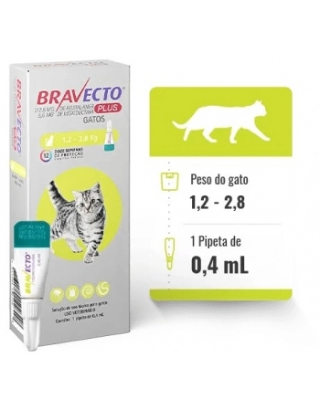 Antipulgas MSD Bravecto Transdermal Plus para Gatos de 1,2 a 2,8 Kg