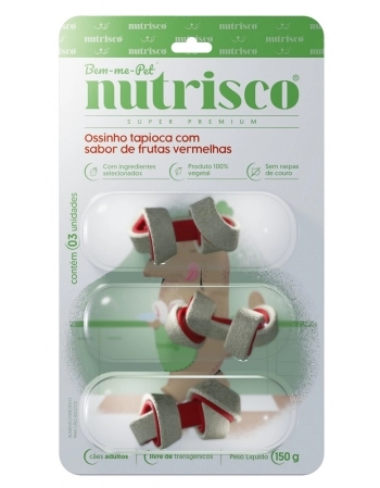 Ossinho Nutrisco Tapioca com Frutas Vermelhas para Cães 150g - 3 Unidades