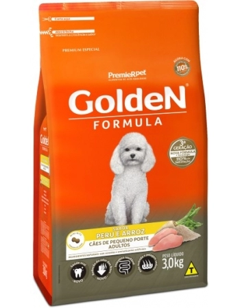 Ração Golden Fórmula para Cães Adultos de Porte Pequeno Peru e Arroz 3Kg