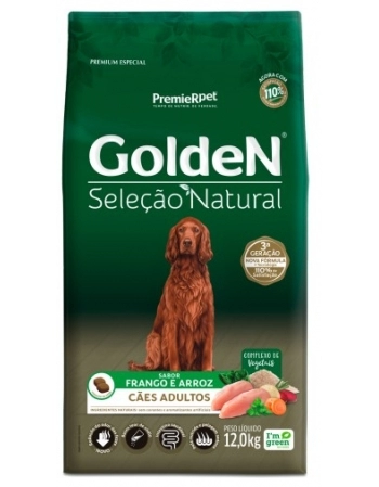 Ração Golden Seleção Natural para Cães Adultos Frango 12Kg