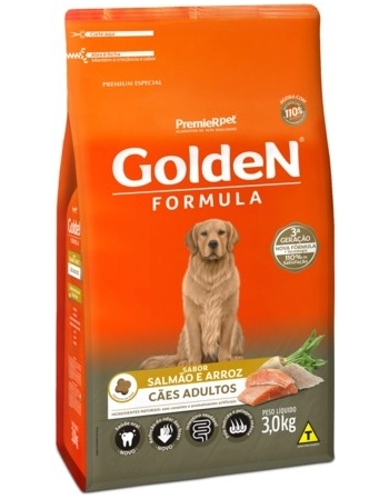 Ração Golden Fórmula para Cães Adultos Salmão e Arroz 3Kg