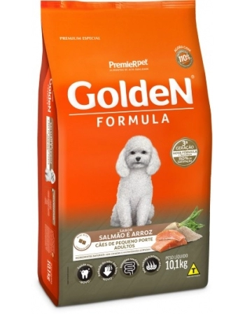 Ração Golden Fórmula Mini Bits para Cães Adultos de Pequeno Porte Salmão e Arroz 10,1Kg