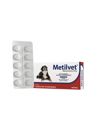 Anti-inflamatório Metilvet 40mg 10 Comprimidos - Vetnil