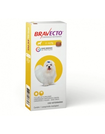 Antipulgas e Carrapatos Bravecto Comprimido MSD para Cães 2 a 4,5kg 112,5mg