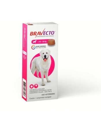 Antipulgas e Carrapatos Bravecto Comprimido MSD para Cães 40 Kg a 56 Kg 1400mg